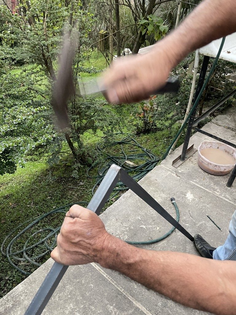 Metal art frame work in mountain