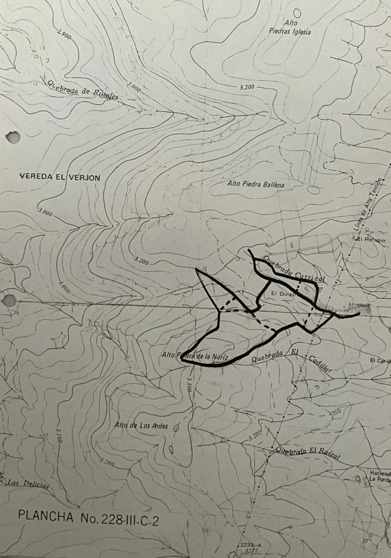 Delineation topographic map - Paramo La cumbrera